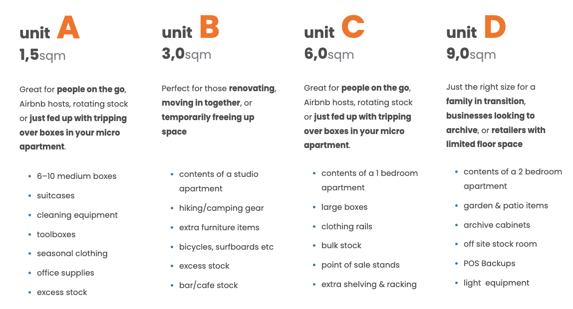 Unit Sizes